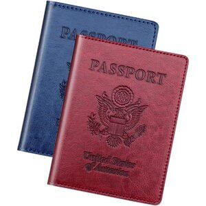 New Passport Holder 2Pcs, Passport Cover Wallet Case for Women Men Family